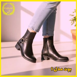 کفش زنانه شیک مدل نیم بوت پاشنه ۳ سانت حلقه ای