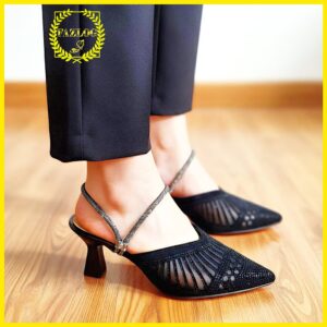 کفش مجلسی زنانه مدل صندل پاشنه دار نگینی