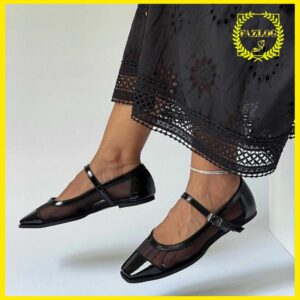 کفش مجلسی زنانه تخت توری مدل بابت عروسکی جینا