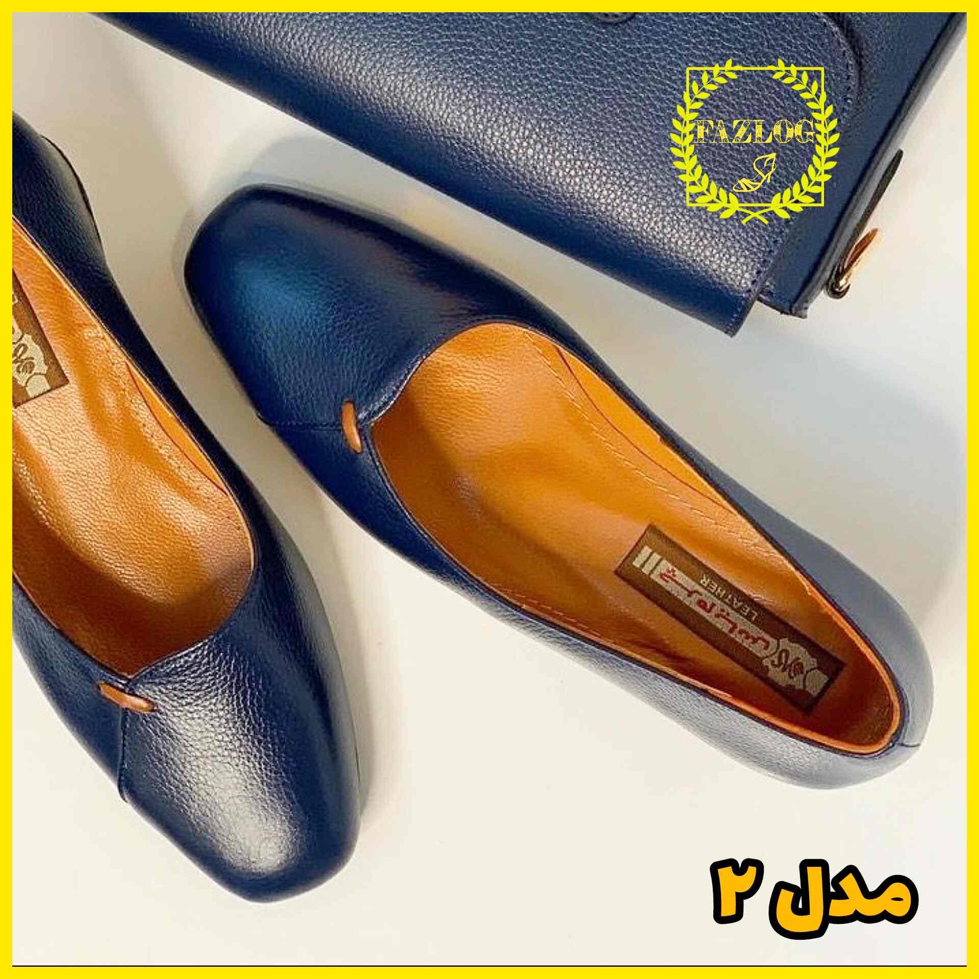 کفش زنانه چرم پاشنه کوتاه و پهن ۲ سانت رسمی مدل کوک