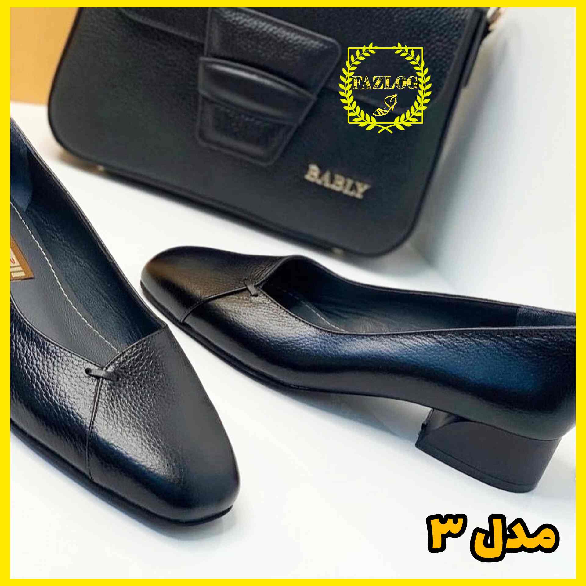 کفش زنانه چرم پاشنه کوتاه و پهن ۲ سانت رسمی مدل کوک