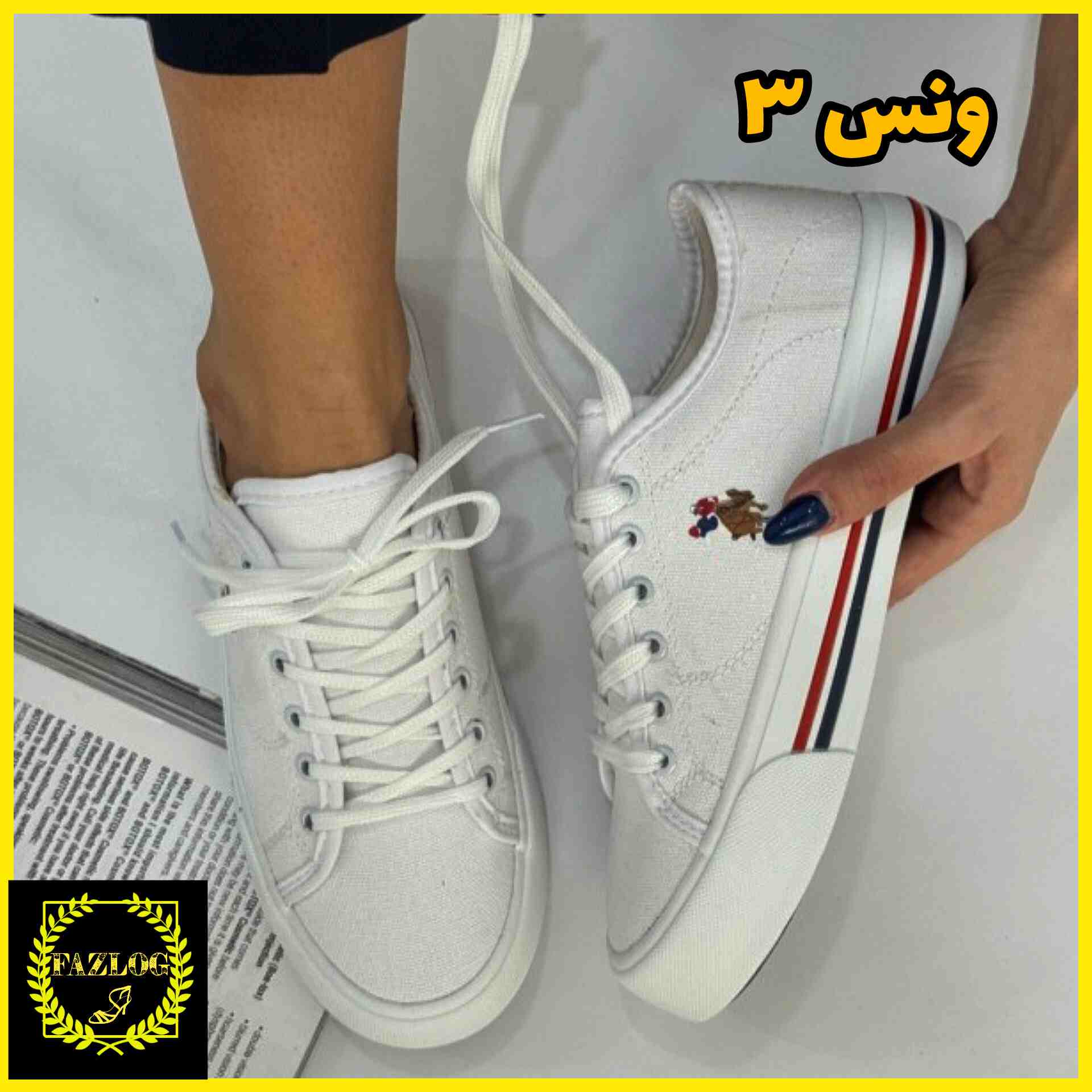 کفش اسپرت زنانه پارچهای طرح پولو مدل کتونی ونس