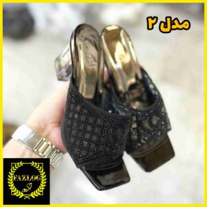 صندل مجلسی زنانه مدل کریستال با پاشنه شیشه ای